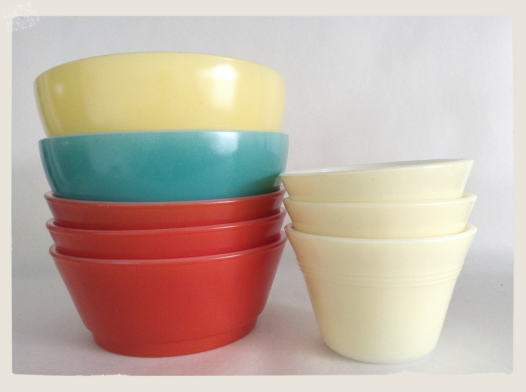 colourful pyrex etc